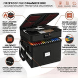 CARLA HOME Fireproof Document Box with Lock - Fabric - Office - Fireproof Document Safe - Side View