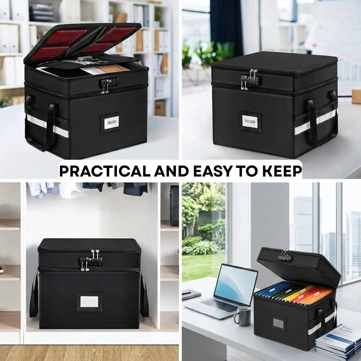 CARLA HOME Fireproof Document Box with Lock - Fabric - Office - Fireproof Document Safe