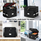 CARLA HOME Fireproof Document Box with Lock - Fabric - Office - Fireproof Document Safe - Low Angle