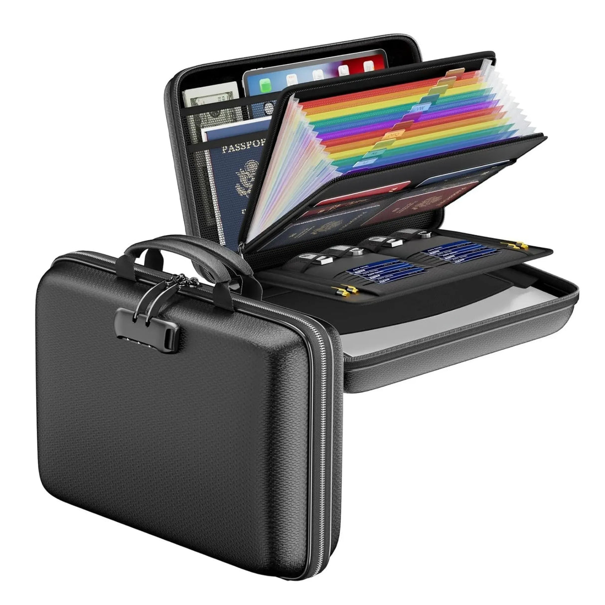 CARLA HOME Fireproof Document Box with Lock - Hard Shell - Glass Fiber - Fireproof File Organizer