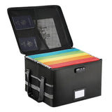 CARLA HOME Fireproof Document Box with Lock - Collapsible Black - Glass Fiber - Reflective Strip Design