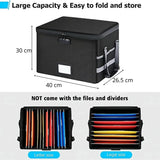 CARLA HOME Fireproof Document Box with Lock - Collapsible Black - Glass Fiber - Reflective Strip Design - Top-Down View