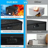 CARLA HOME Fireproof Document Box with Lock - Collapsible Black - Glass Fiber - Reflective Strip Design - 45-Degree Angle