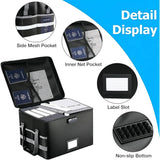 CARLA HOME Fireproof Document Box with Lock - Collapsible Black - Glass Fiber - Reflective Strip Design - Rear View