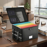 CARLA HOME Fireproof Document Box with Lock - Collapsible Black - Glass Fiber - Reflective Strip Design - Low Angle