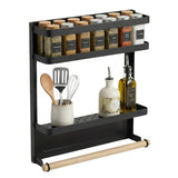CARLA HOME Magnetic Refrigerator Spice Rack - 2 Tier Fridge Organiser - Black