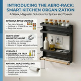 CARLA HOME Magnetic Refrigerator Spice Rack - 2 Tier Fridge Organiser - Black - Side View