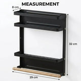 CARLA HOME Magnetic Refrigerator Spice Rack - 2 Tier Fridge Organiser - Black - Top-Down View
