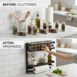 CARLA HOME Magnetic Refrigerator Spice Rack - 2 Tier Fridge Organiser - Black - 45-Degree Angle