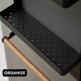 CARLA HOME Magnetic Refrigerator Spice Rack - 2 Tier Fridge Organiser - Black - Close-Up Angle
