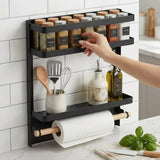 CARLA HOME Magnetic Refrigerator Spice Rack - 2 Tier Fridge Organiser - Black - Extra Image