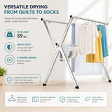 CARLA HOME Clothes Drying Rack Folding Indoor Outdoor, Grey, Kitchen - 45-Degree Angle