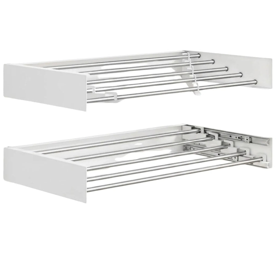 CARLA HOME Wall Mounted Clothes Drying Rack - Foldable - Balcony Folding Clothes - White