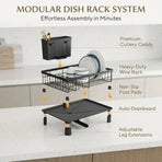 CARLA HOME Dish Drying Rack with Drainboard & Utensil Holder for Kitchen (Black), image 4