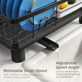 CARLA HOME Dish Drying Rack with Drainboard & Utensil Holder for Kitchen (Black) - 45-Degree Angle