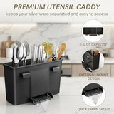 CARLA HOME Dish Drying Rack with Drainboard & Utensil Holder for Kitchen (Black) - Close-Up Angle