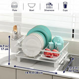 CARLA HOME Dish Drying Rack with Drainboard & Utensil Holder for Kitchen (White) - Side View