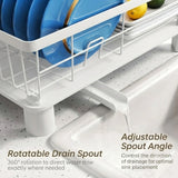 CARLA HOME Dish Drying Rack with Drainboard & Utensil Holder for Kitchen (White) - 45-Degree Angle