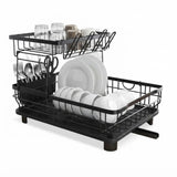 CARLA HOME 2 tier Dish Drying Rack with Drainboard & Utensil Holder for Kitchen (Black) - Extra Image