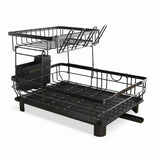 CARLA HOME 2 tier Dish Drying Rack with Drainboard & Utensil Holder for Kitchen (Black) - Extra Image