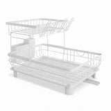 CARLA HOME 2 tier Dish Drying Rack with Drainboard & Utensil Holder for Kitchen (White) - Extra Image