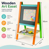 CARLA HOME Kids Art Easel, Double-Sided Chalkboard Whiteboard, Multicolour - Side View