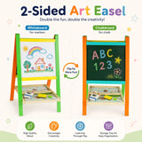 CARLA HOME Kids Art Easel, Double-Sided Chalkboard Whiteboard, Multicolour - Top-Down View