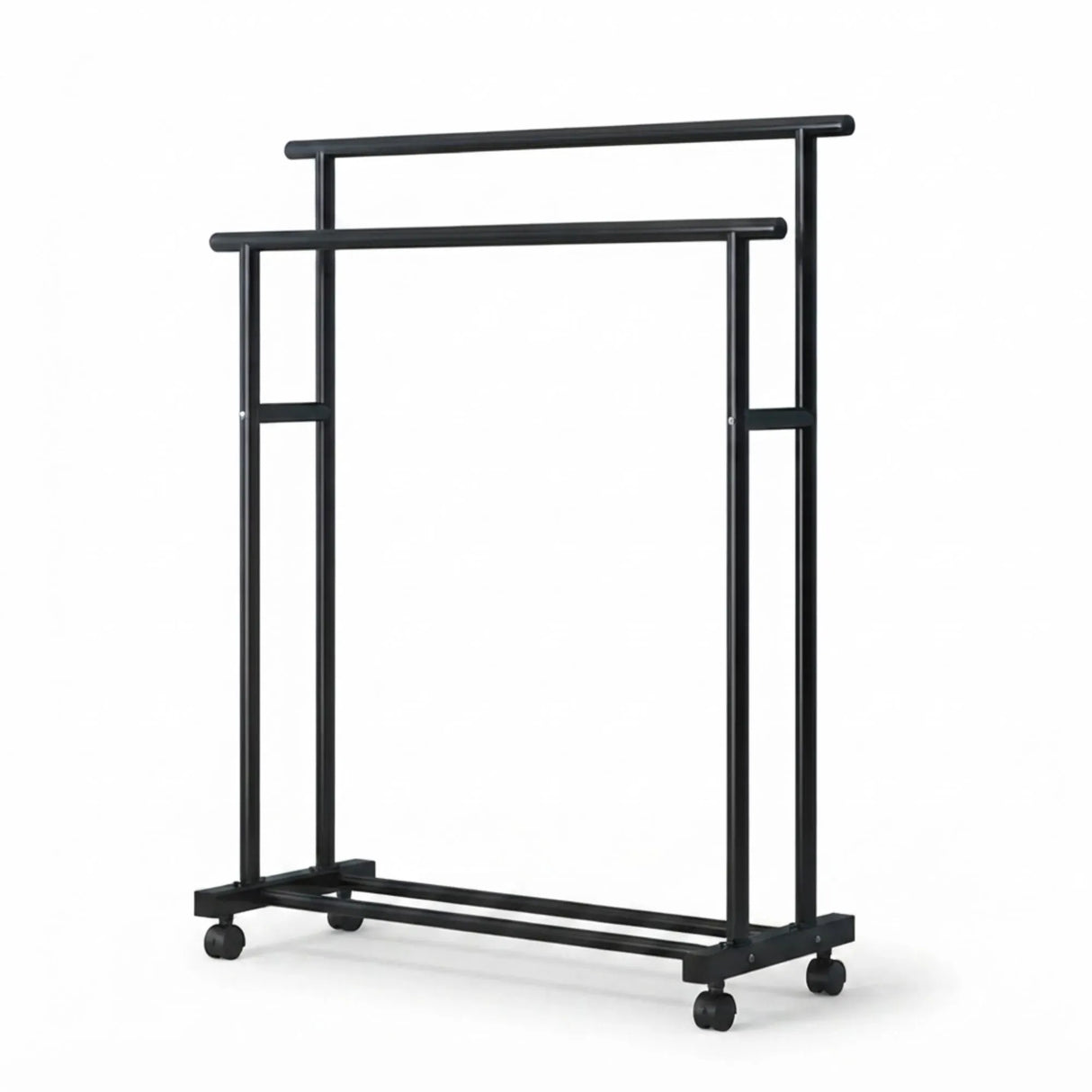 CARLA HOME Double Rod Clothes Rack with Wheels, Metal, Portable Wardrobe Rack