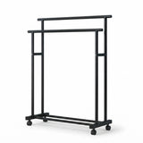 CARLA HOME Double Rod Clothes Rack with Wheels, Metal, Portable Wardrobe Rack - Extra Image