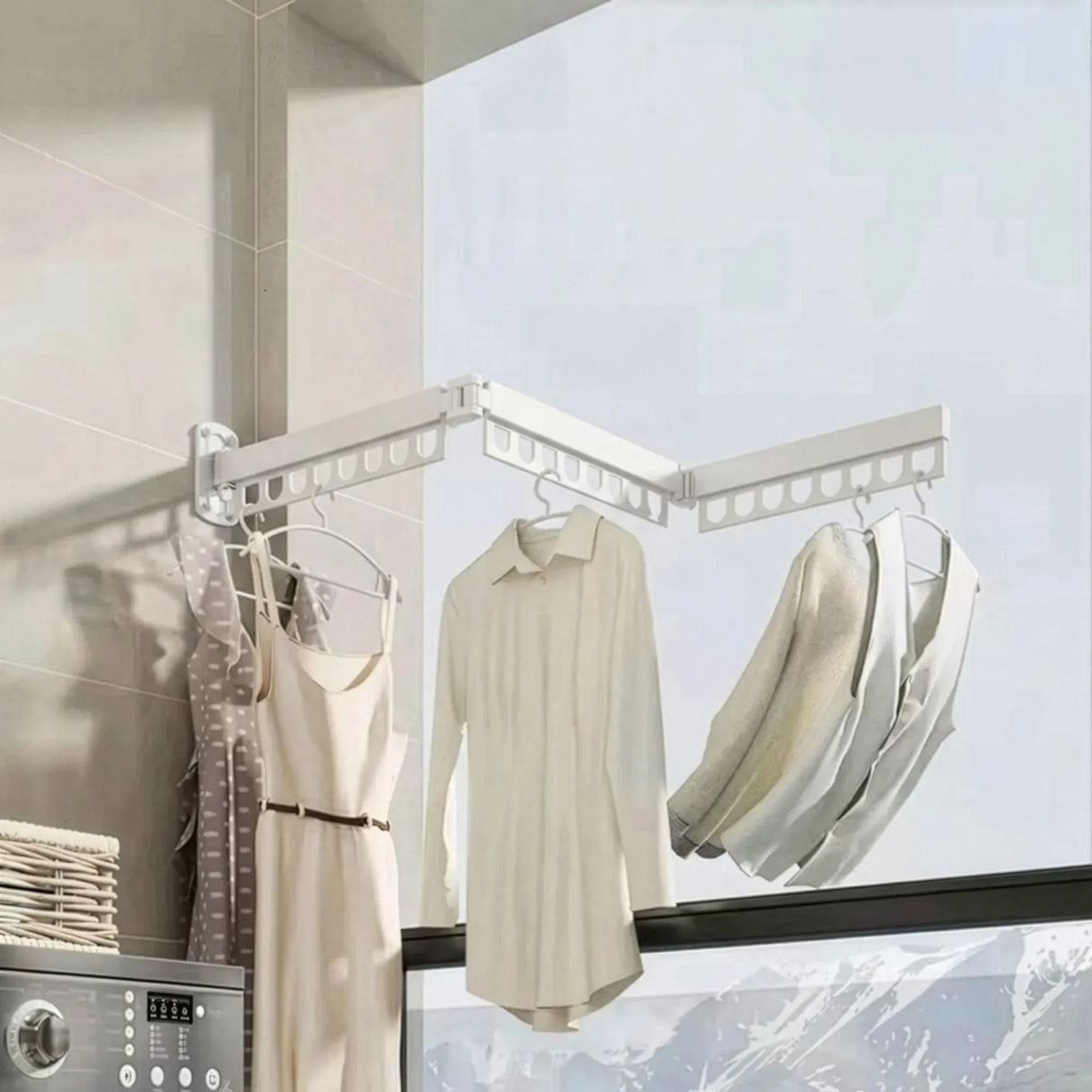 CARLA HOME 3-Fold Wall Mounted Clothes Drying Rack, Laundry Space Saver, White