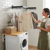 CARLA HOME 3-Fold Wall Mounted Clothes Drying Rack, Laundry Space Saver, Black - Rear View
