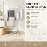 CARLA HOME Folding Clothes Drying Rack, 3 Rotatable Arms, Stainless Steel - Side View