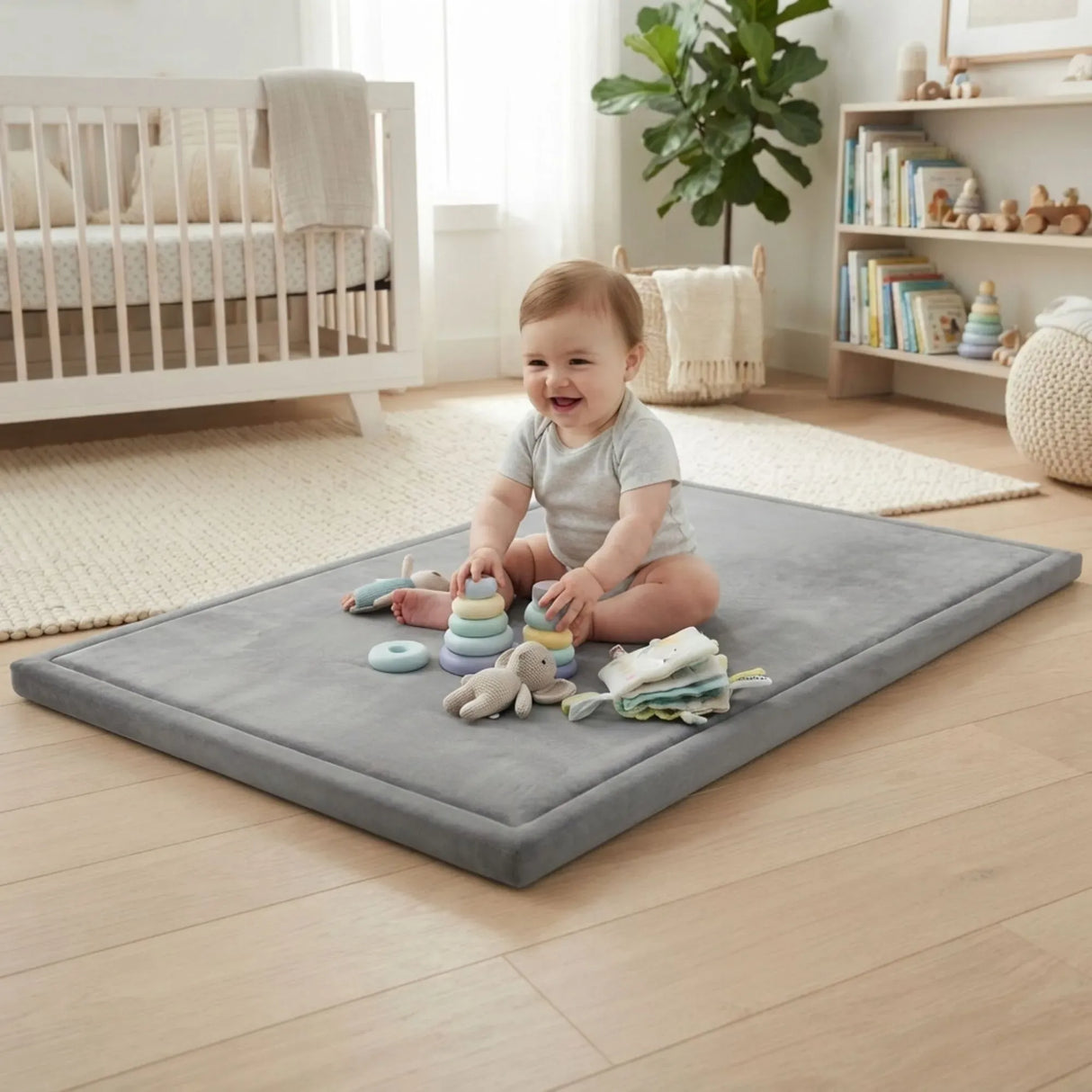 CARLA HOME Baby Play Mat 150x200cm, Thick Foam Crawling Mat, Infants, Grey
