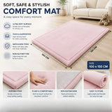 CARLA HOME Baby Play Mat 100x150cm, Thick Foam Crawling Mat, Infants, Pink - Top-Down View