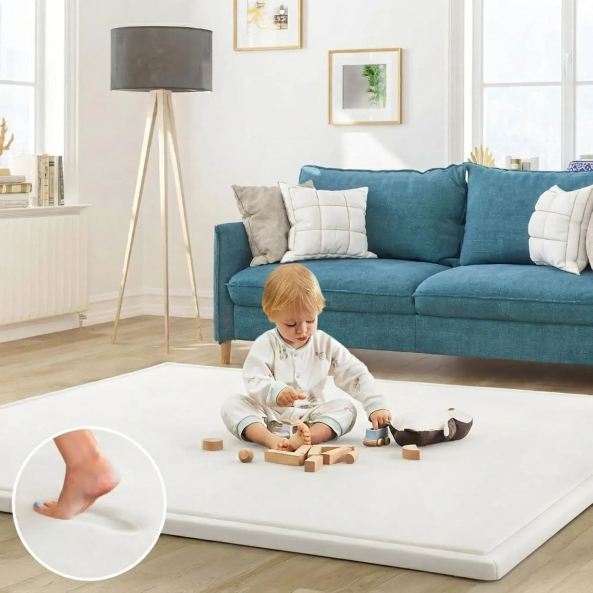 CARLA HOME Baby Play Mat 150x200cm, Thick Foam Crawling Mat, Infants, White