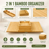 CARLA HOME Bamboo Sofa Armrest Tray, Couch Arm Table, Non-Slip Tray Table - Side View