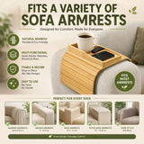 CARLA HOME Bamboo Sofa Armrest Tray, Couch Arm Table, Non-Slip Tray Table - Close-Up Angle
