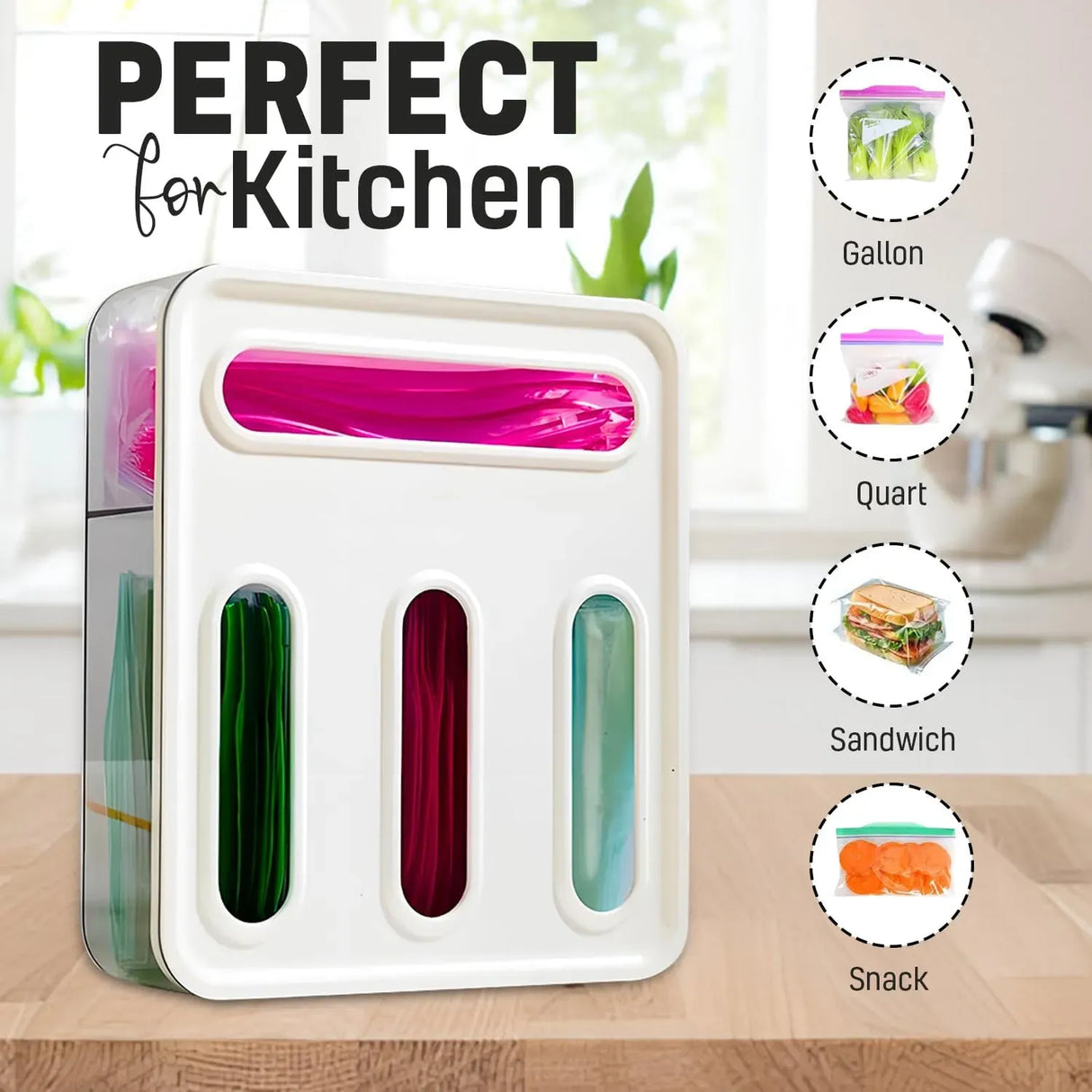 CARLA HOME Food Storage Bag Organiser, 4 Compartment Drawer Box, Kitchen Drawer