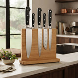 CARLA HOME Magnetic Knife Block, Bamboo Double Sided Holder up to 30cm Knives Kitchen - Front View