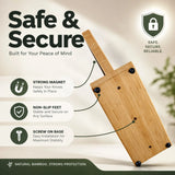 CARLA HOME Magnetic Knife Block, Bamboo Double Sided Holder up to 30cm Knives Kitchen - Rear View
