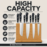 CARLA HOME Magnetic Knife Block, Bamboo Double Sided Holder up to 30cm Knives Kitchen - Close-Up Angle