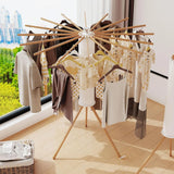 CARLA HOME Tripod Clothes Drying Rack, 16 Rod Foldable, Wooden Poles - Side View