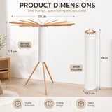 CARLA HOME Tripod Clothes Drying Rack, 16 Rod Foldable, Wooden Poles - Top-Down View