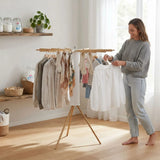 CARLA HOME Tripod Clothes Drying Rack, 16 Rod Foldable, Wooden Poles - Low Angle