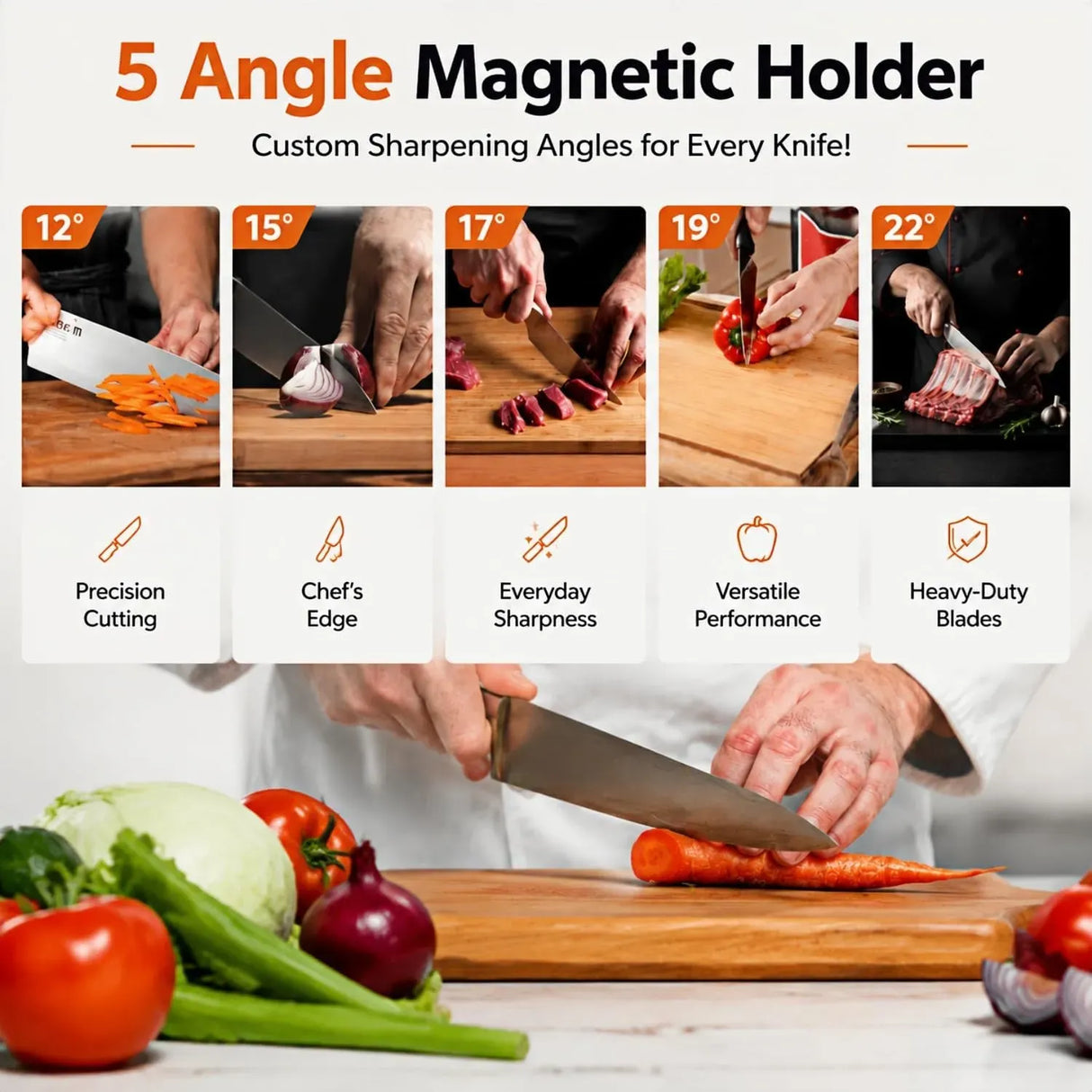 CARLA HOME Rolling Knife Sharpener, 5 Angle, Knife Sharpening Tool Kit Kitchen