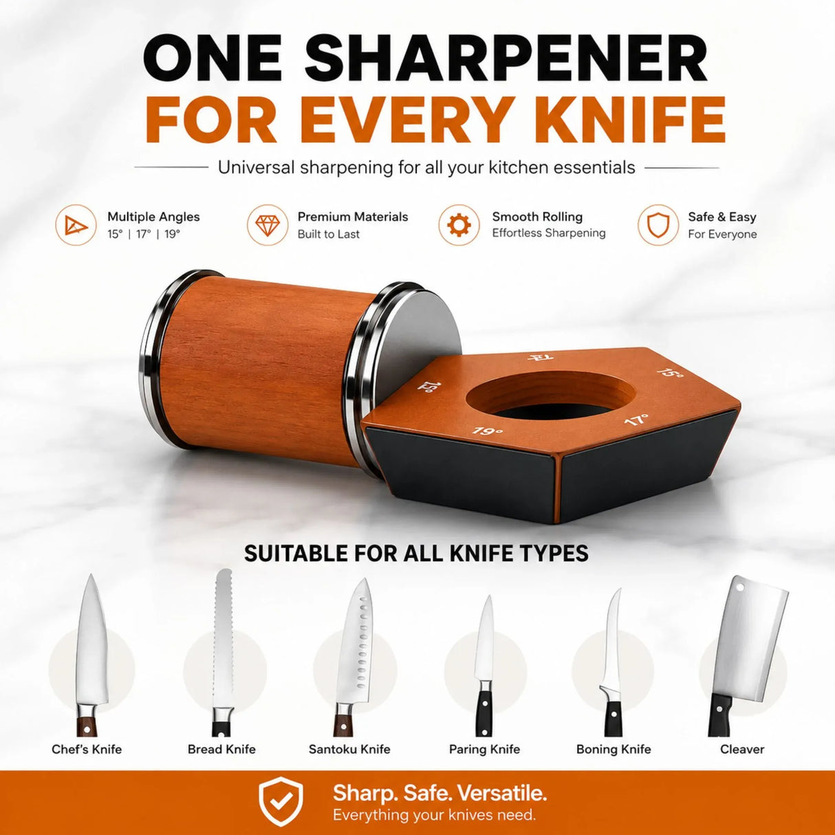 CARLA HOME Rolling Knife Sharpener, 5 Angle, Knife Sharpening Tool Kit Kitchen