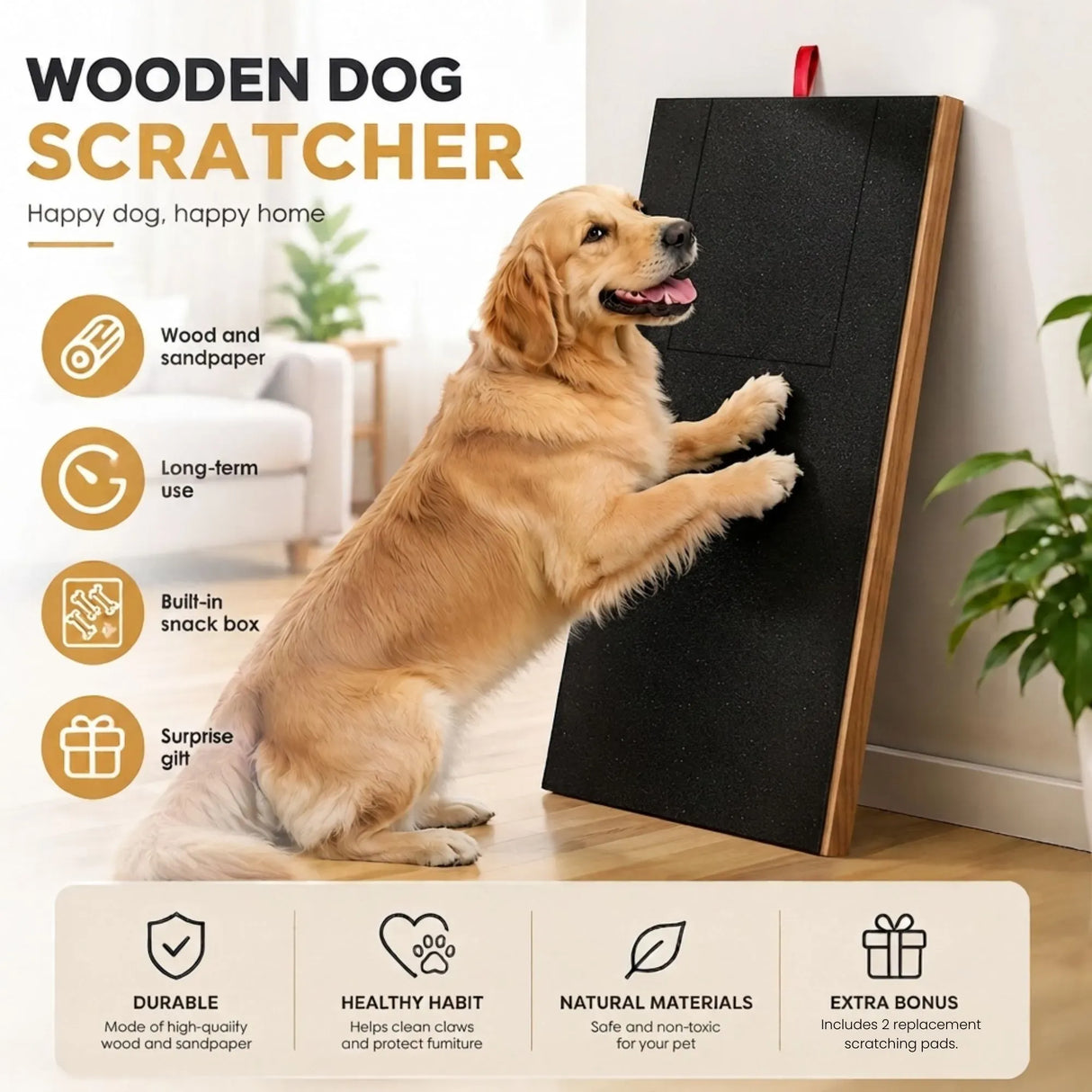 CARLA HOME Dog Nail Scratch Board with Snack Box Sandpaper Puppy Nail Pet