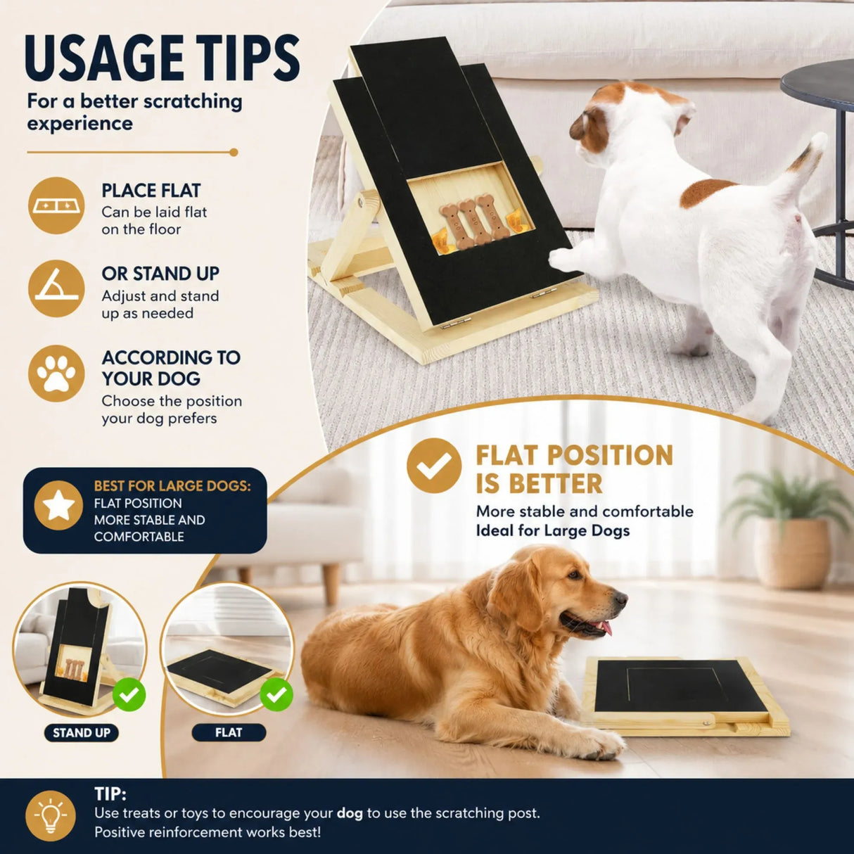 CARLA HOME Dog Nail Scratch Board with Snack Box, Height Adjustable Puppy Nail Pet