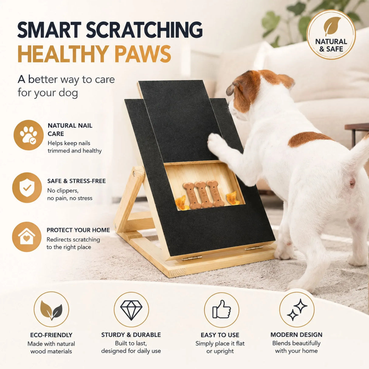 CARLA HOME Dog Nail Scratch Board with Snack Box, Height Adjustable Puppy Nail Pet
