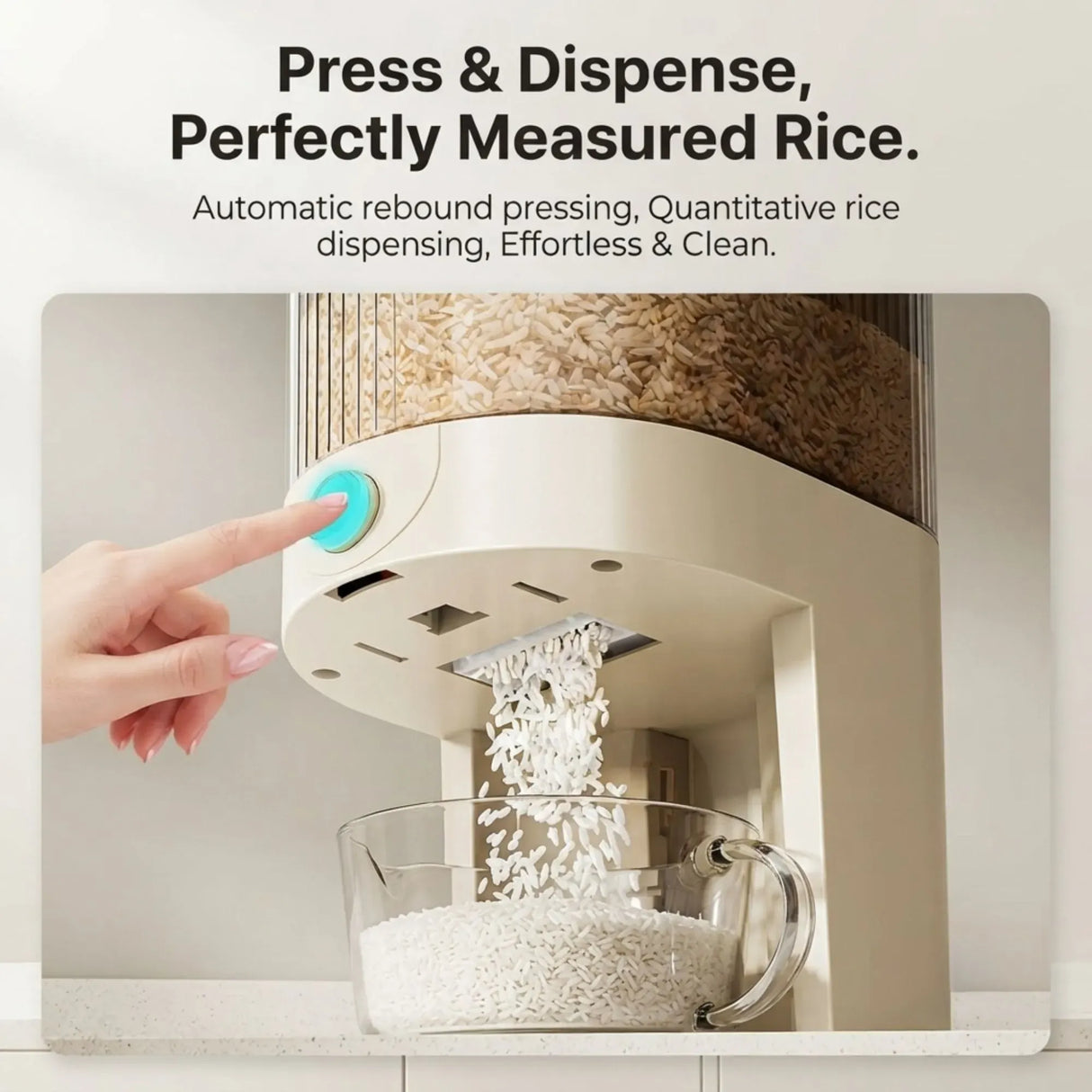 CARLA HOME Rice Dispenser 5kg Large Storage, Press Button Grain Container Kitchen